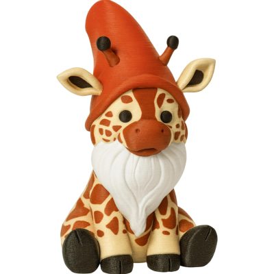 Giraffe Gnome Figurine with Beard – Cute Safari Animal Shelf Decor, Whimsical Mythical Creature for Desk, Office, or Garden Display – 3D Printed in Canada — 3D Printed Collectible by 3DCentral
