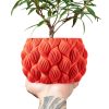 Textured Planter Pot with Flowing Leaf Pattern – Sculptural Indoor Plant Container for Succulents & Home Decor – 3D Printed in Canada — 3D Printed Collectible by 3DCentral