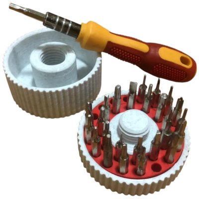 Compact Screwdriver Bit Holder with Screw-On Lid – Storage Organizer for 1/4" Hex Bits, Travel Case for Precision Tools – 3D Printed in Canada — 3D Printed Collectible by 3DCentral