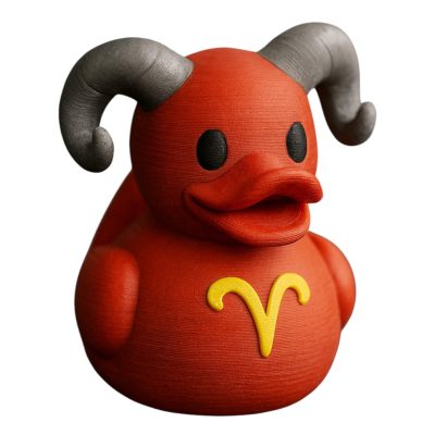 Aries Zodiac Duck Figurine – Ram Horn Rubber Duck Style Aries Decor for Astrology Lovers, Desk Display, or Gifting – 3D Printed in Canada — 3D Printed Collectible by 3DCentral