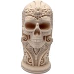 Skull Totem Figurine – Ornate Bone Pillar with Gothic Detailing