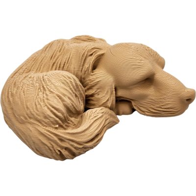Sleeping Dog Figurine with Fur Texture – Wood-Style 3D Printed Pet Memorial or Shelf Décor Sculpture – 3D Printed in Canada — 3D Printed Collectible by 3DCentral