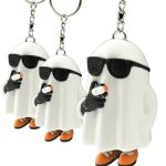 Halloween Ghost Smoking Articulated Keychain (Pack of 3) – Edgy Poseable Mini Ghost with Shades & Cigarette for Horror Bags, Alt Fashion & Spooky Gifts – 3D Printed in Canada