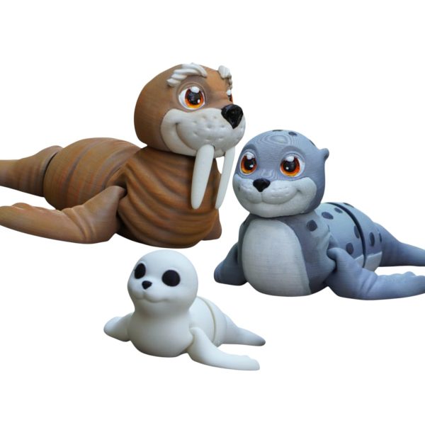 Figurines animaux marins (paquet de 3) – morse, otarie et 5 bébés phoques