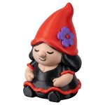 Flamenco Gnome Figurine in Black and Red Dress with Red Hat and Purple Flower – Whimsical Garden or Shelf Decor for Adults
