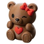 Seductive Teddy Bear Cub Figurine with Red Bow & Heart – Cute Kawaii Bear Collectible Decor Gift for Teens & Adults – 3D Printed in Canada — 3D Printed Collectible by 3DCentral