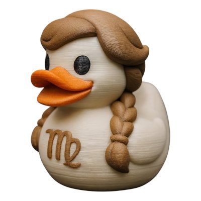 Virgo Zodiac Duck Figurine with Braided Hair – Astrology-Inspired Rubber Duck Alternative for Desk, Shelf, or Gift – 3D Printed in Canada — 3D Printed Collectible by 3DCentral
