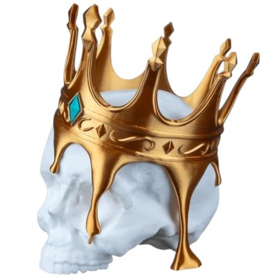 Fallen King Skull with Crown – Paintable 3D Printed Gothic Skull Décor for DIY, Crafts, Display or Halloween – Decorative Collectible for Teens and Adults – 3D Printed in Canada — 3D Printed Collectible by 3DCentral