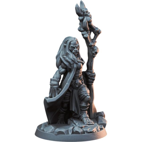 Miniature de chamane orque féminine pour wargaming