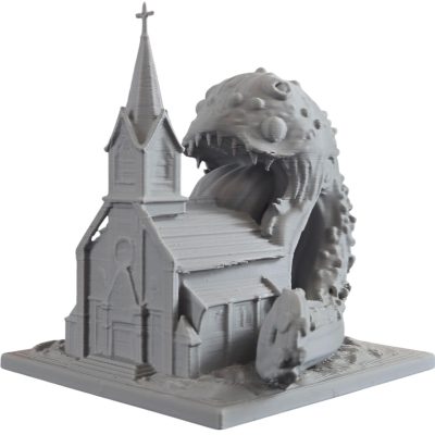 Cosmic Horror Devouring Church Miniature – Eldritch Beast Scene for Tabletop Terrain, Dioramas & Lovecraftian Display – 3D Printed in Canada — 3D Printed Collectible by 3DCentral