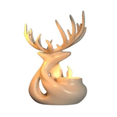 Christmas Reindeer Decorative LED Tea Light Candle Holder – Sculptural Winter Decor Centerpiece – 3D Printed in Canada — 3D Printed Collectible by 3DCentral