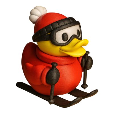Ski Duck Figurine – Winter Sports Duck Collectible in Red Coat & Goggles – Adorable Shelf Decor, Cute Novelty Gift for Skiers & Duck Lovers – 3D Printed in Canada — 3D Printed Collectible by 3DCentral