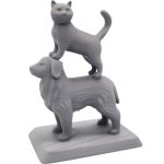 Cat Standing on a Dog Figurine – Whimsical Pet Lovers Décor, 3D Printed Tabletop Sculpture for Cat and Dog Owners
