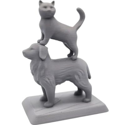 Cat Standing on a Dog Figurine – Whimsical Pet Lovers Décor, 3D Printed Tabletop Sculpture for Cat and Dog Owners – 3D Printed in Canada — 3D Printed Collectible by 3DCentral