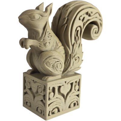 Wood Carved-Style Squirrel Figurine on Ornamental Base – Intricate 3D Printed Forest Animal Sculpture for Shelf Decor & Rustic Collectors – 3D Printed in Canada — 3D Printed Collectible by 3DCentral