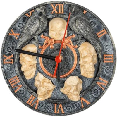 The Last Hour – Gothic Skull Wall Clock with Ravens & Roman Numerals – Dark Fantasy Horror Décor – 3D Printed in Canada – Unpainted DIY Clock Project – Mechanism Included (No Batteries) — 3D Printed Collectible by 3DCentral