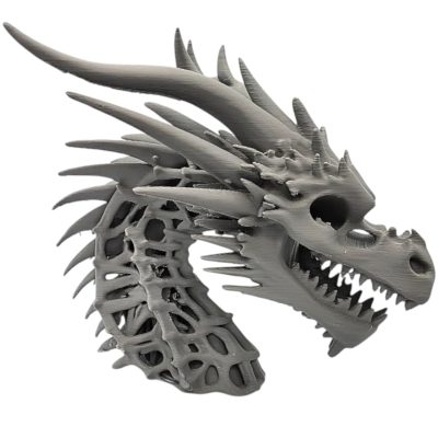 Skeletal Dragon Bust 3 – Bone-Exposed Fantasy Sculpture with Spine Cage Design & Hollow Eyes – Gothic Undead Display Piece – 3D Printed in Canada — 3D Printed Collectible by 3DCentral