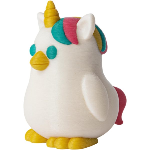 Unicorn Penguin Figurine with Rainbow Mane