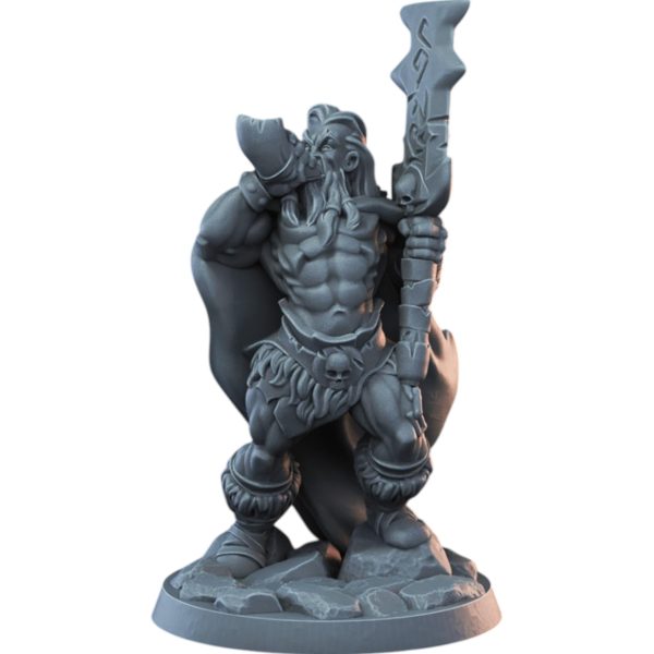 Figurine de barbare au cor – échelle 32 mm