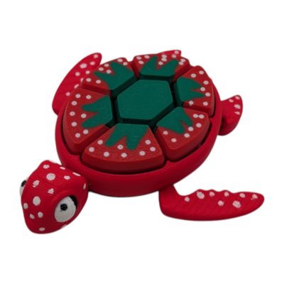 Strawberry Turtle Fidget Clicker – Desk Accessory for Teens and Adults – Perfect Sensory Toy for Stress Relief, Anxiety, ADHD, Autism — 3D Printed Collectible by 3DCentral