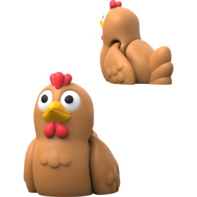 Set of 3 Cute Chicken Figurines – Cartoon Farm Animal Desk Companions & Collectibles for Teens & Adults – Print-in-Place, No Supports Needed – 3D Printed in Canada — 3D Printed Collectible by 3DCentral