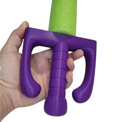 Bent Dual Guard Pool Noodle Sword Handle – Protective Foam Blade Hilt with Enclosed Grip for LARP, Cosplay & Battle Games – 3D Printed in Canada — 3D Printed Collectible by 3DCentral