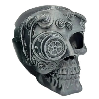 Steampunk Gear Skull – Mechanical Skull Decor with Gear Detail for Gothic, Industrial & Sci-Fi Themes – 3D Printed in Canada — 3D Printed Collectible by 3DCentral