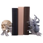 Thread of Horror Bookend – Gothic Skull & Spider Shelf Holder – Creepy Halloween Home Décor – 3D Printed in Canada