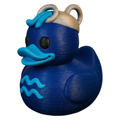 Aquarius Zodiac Duck Figurine – Astrology-Inspired Blue Rubber Duck Display for Shelf, Desk or Bath Décor – Unique Aquarius Gift for Horoscope Lovers – 3D Printed in Canada — 3D Printed Collectible by 3DCentral