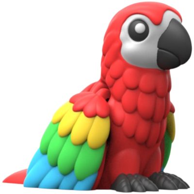 Cute Parrot Figurine with Big Eyes – 3D Printed Exotic Bird Display Collectible for Shelf or Desk, Kawaii Tropical Animal Gift for Teens & Adults – 3D Printed in Canada — 3D Printed Collectible by 3DCentral