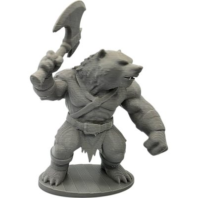Kodiaxe Bear Warrior Figurine – Battle-Ready Fantasy Miniature with Dual Blade Axe – Epic Display Model or Paintable Figurine – 3D Printed in Canada — 3D Printed Collectible by 3DCentral
