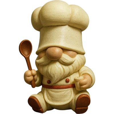 Chef Gnome Figurine with Spoon – Cute Culinary Kitchen Decor for Countertops, Shelves & Foodie Gifts – 3D Printed in Canada — 3D Printed Collectible by 3DCentral