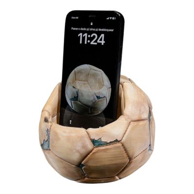 Vintage Football Phone Holder – Retro Soccer-Themed Desk Accessory – 3D Printed in Canada — 3D Printed Collectible by 3DCentral