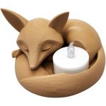 Set of 2 Sleeping Fox Tea Light Holders – Cozy Woodland Candle Base Duo for LED Lights