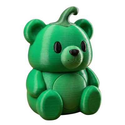 Green Pepper Teddy Bear Cub Figurine – Adorable Collectible Bear Sculpture for Desk or Shelf Display – Quirky Gift for Teens & Adults – 3D Printed in Canada — 3D Printed Collectible by 3DCentral