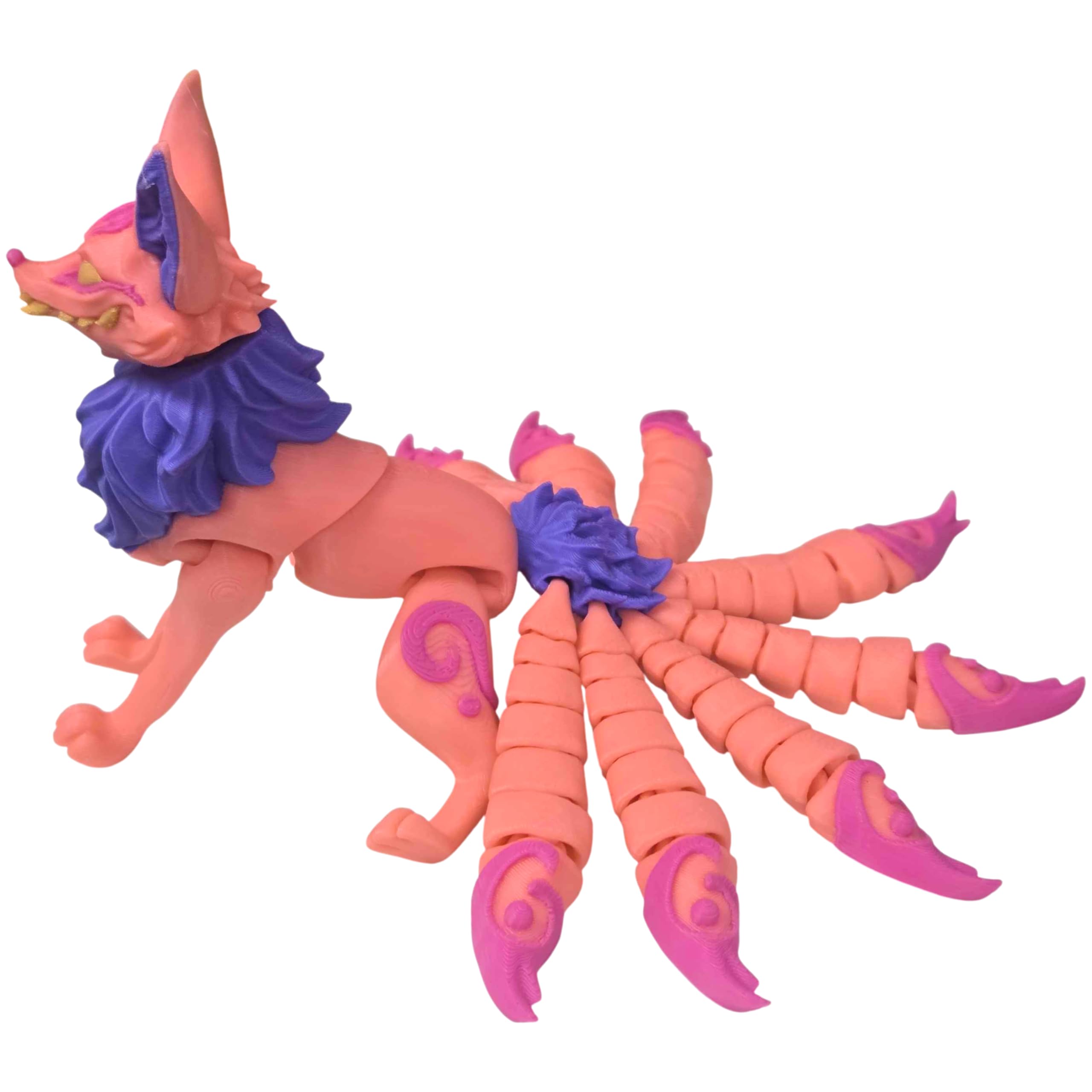 Articulated Twisty Kitsune Fox Figurine – Nine-Tailed Japanese Fox Spirit Statue – Demon Fox Collectible Mythical Desk Ornament & Home Decor – 3D Printed in Canada — 3D Printed Collectible by 3DCentral