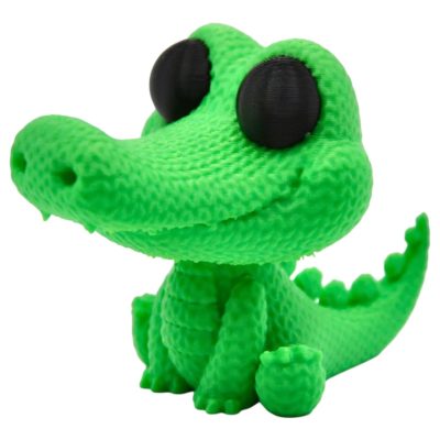 Knitted Alligator Figurine – Faux-Yarn Crocodile-Style Reptile with Big Eyes & Textured Tail – 3D Printed in Canada — 3D Printed Collectible by 3DCentral