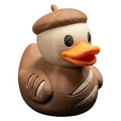 Bread Duck Figurine – French-Inspired Duck Sculpture with Beret and Loaf Motif – Cute Collectible Desk Decor or Gift for Duck Lovers – 3D Printed in Canada — 3D Printed Collectible by 3DCentral