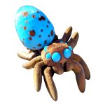 Easter Egg Spider Figurine 5-Pack – Articulated Brown Spider Collectibles with Blue Speckled Egg Back – Creepy Cute Spring Decor or Basket Filler for Teens & Adults