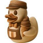 Ice Cream Vendor Duck Figurine – Dessert-Themed Collectible Duck with Waffle Cone & Bow Tie