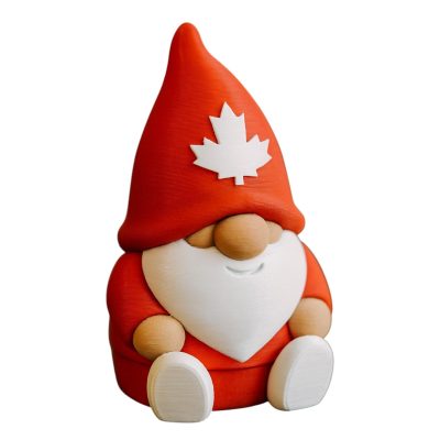 Canada Gnome Figurine – Maple Leaf Red & White Nordic-Style Shelf Sitter with Beard – Collectible Holiday Decor for Office, Mantel, or Tiered Tray – 3D Printed in Canada — 3D Printed Collectible by 3DCentral