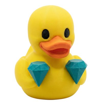 Diamond Hands Duck Figurine – Funny Meme Collectible Rubber Duck Sculpture with Blue Gem Diamonds, Unique Desk Decor for Adults & Teens – 3D Printed in Canada — 3D Printed Collectible by 3DCentral