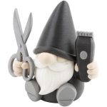 Barber Gnome Figurine Holding Scissors and Clipper – Funny Stylist Decor for Barbershops, Salons, and Desks – Hairdresser Gift Gnome Sculpture