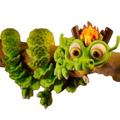 Baby Chinese Dragon Figurine – Articulated Fire Dragon Collectible, Adorable Fidget Companion for Teens and Adults – 3D Printed in Canada — 3D Printed Collectible by 3DCentral