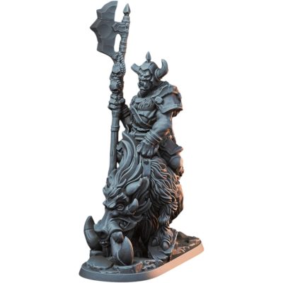 Ork War Master on Warhog Miniature for Wargaming & Painting – Fantasy Orc Warlord Cavalry Figurine for Tabletop RPG – 3D Printed in Canada — 3D Printed Collectible by 3DCentral