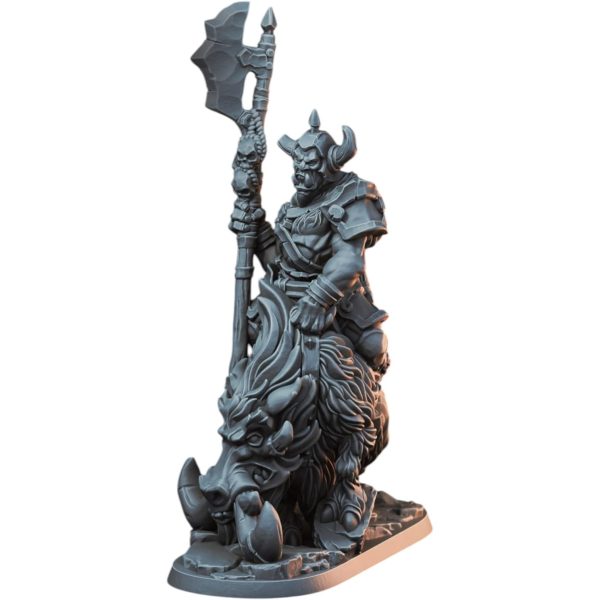 Figurine de maître de guerre orque sur sanglier de guerre
