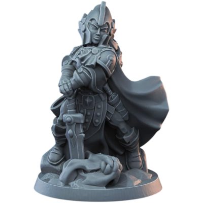 Paladin Female Miniature for Fantasy RPGs – Armored Knight Figurine with Sword and Cape for Painting & Collecting – 3D Printed in Canada — 3D Printed Collectible by 3DCentral