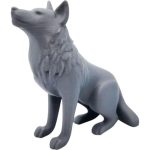 Seated Wolf Figurine
