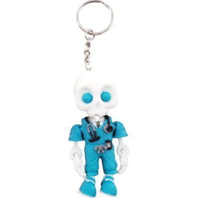 3-Pack Articulated Skeleton Nurse Keychains – Poseable Medical Fidget Gift for Teens & Adults, Mini Skeleton in Scrubs with Keyring & Clip – 3D Printed in Canada (Turquoise) — 3D Printed Collectible by 3DCentral