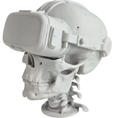 VR Skull Sculpture – Virtual Reality Headset Skull Art for Tech Decor, Gamer Room, Futurist or Cyberpunk Display – 3D Printed in Canada — 3D Printed Collectible by 3DCentral